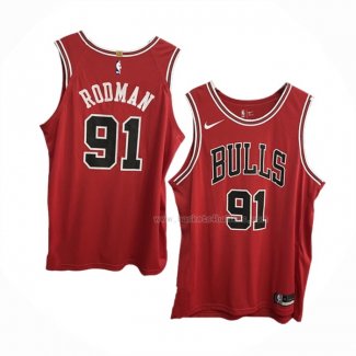 Maillot Chicago Bulls Dennis Rodman NO 91 Icon Authentique Rouge