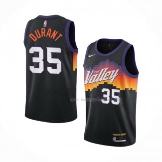 Maillot Enfant Phoenix Suns Kevin Durant NO 35 Ville 2020-21 Noir