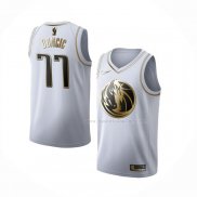 Maillot Golden Edition Dallas Mavericks Luka Doncic NO 77 Blanc