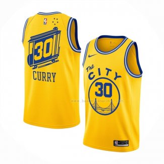 Maillot Golden State Warriors Stephen Curry NO 30 Hardwood Classics Jaune