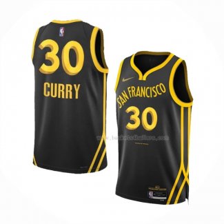 Maillot Golden State Warriors Stephen Curry NO 30 Ville 2023-24 Noir