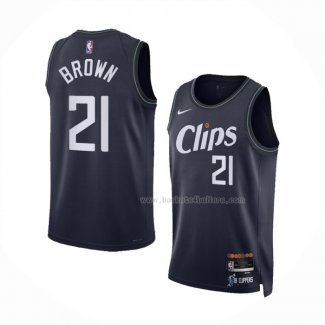 Maillot Los Angeles Clippers Kobe Brown NO 21 Ville 2023-24 Bleu