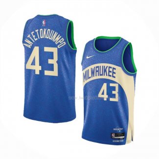 Maillot Milwaukee Bucks Thanasis Antetokounmpo NO 43 Ville 2023-24 Bleu