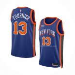 Maillot New York Knicks Evan Fournier NO 13 Ville 2023-24 Bleu