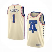 Maillot Philadelphia 76ers Mike Scott NO 1 Earned 2020-21 Creme