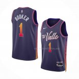 Maillot Phoenix Suns Devin Booker NO 1 Ville 2023-24 Volet