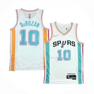 Maillot San Antonio Spurs Demar Derozan NO 10 Ville 2021-22 Blanc