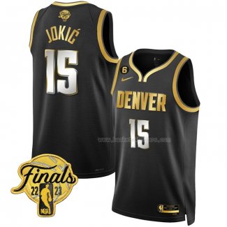 Maillot Denver Nuggets Nikola Jokic NO 15 Ville 2023 NBA Finals Noir