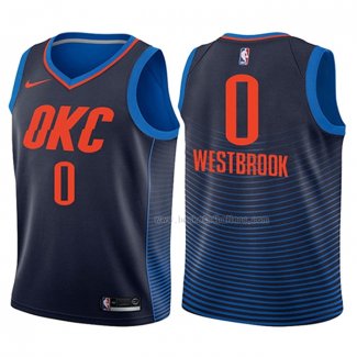 Maillot Enfant Oklahoma City Thunder Russell Westbrook NO 0 Statement 2017-18 Bleu