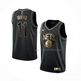 Maillot Golden Edition Brooklyn Nets Kyrie Irving NO 11 Noir