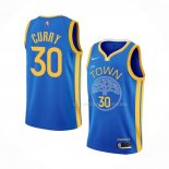 Maillot Golden State Warriors Stephen Curry NO 30 Earned 2022-23 Bleu