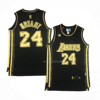 Maillot Los Angeles Lakers Kobe Bryant NO 24 Retro Or Noir