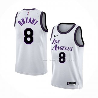 Maillot Los Angeles Lakers Kobe Bryant NO 8 Ville 2022-23 Blanc