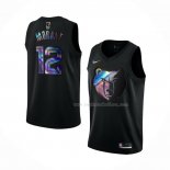 Maillot Memphis Grizzlies Ja Morant NO 12 Iridescent Logo Noir