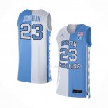 Maillot NCAA North Carolina Tar Heels Michael Jordan NO 23 Split Bleu Blanc