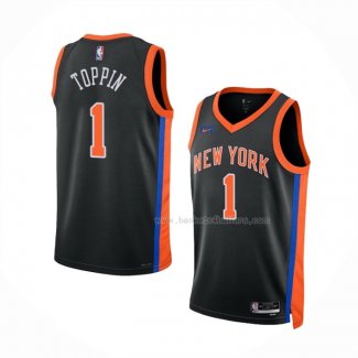 Maillot New York Knicks Obi Toppin NO 1 Ville 2022-23 Noir