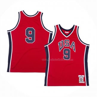 Maillot USA 1984 Michael Jordan NO 9 Rouge