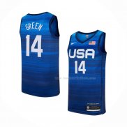 Maillot USA 2021 Draymond Green NO 14 Bleu