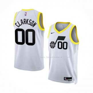 Maillot Utah Jazz Jordan Clarkson NO 00 Association 2022-23 Blanc