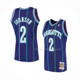 Maillot Charlotte Hornets Larry Johnson NO 2 Mitchell & Ness 1994-95 Volet