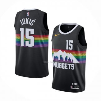 Maillot Denver Nuggets Nikola Jokic NO 15 Ville 2019-20 Noir