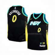 Maillot Enfant Indiana Pacers Tyrese Haliburton NO 0 2023-24 Ville Noir