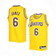 Maillot Enfant Los Angeles Lakers LeBron James NO 6 Icon 2022-23 Jaune