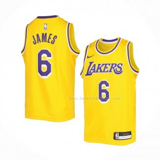 Maillot Enfant Los Angeles Lakers LeBron James NO 6 Icon 2022-23 Jaune