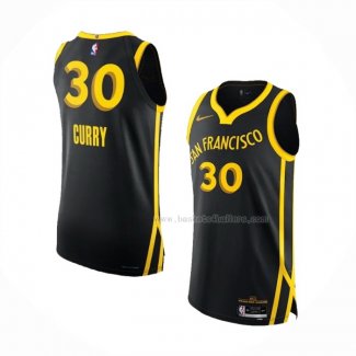 Maillot Golden State Warriors Stephen Curry NO 30 Ville Authentique 2023-24 Noir