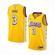 Maillot Los Angeles Lakers Anthony Davis NO 3 Ville 2019-20 Jaune