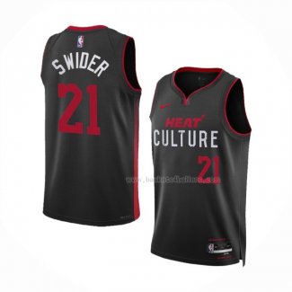 Maillot Miami Heat Cole Swider NO 21 Ville 2023-24 Noir