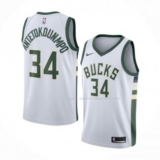 Maillot Milwaukee Bucks Giannis Antetokounmpo NO 34 Association Blanc