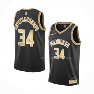 Maillot Milwaukee Bucks Giannis Antetokounmpo NO 34 Select Series Or Noir