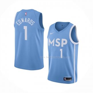 Maillot Minnesota Timberwolves Anthony Edwards NO 1 Ville Bleu