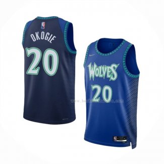 Maillot Minnesota Timberwolves Josh Okogie NO 20 Ville 2021-22 Bleu