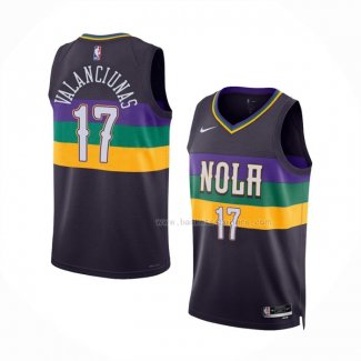 Maillot New Orleans Pelicans Jonas Valanciunas NO 17 Ville 2022-23 Volet