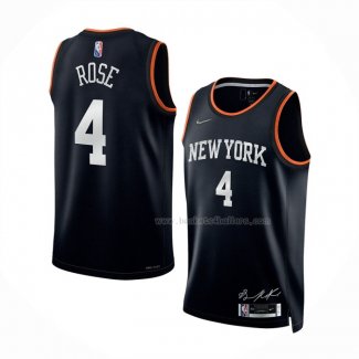 Maillot New York Knicks Derrick Rose NO 4 Select Series Noir