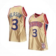 Maillot Philadelphia 76ers Allen Iverson NO 3 Mitchell & Ness 1996-97 Or