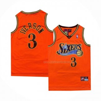 Maillot Philadelphia 76ers Allen Iverson NO 3 Retro Orange