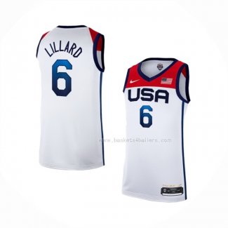 Maillot USA 2021 Damian Lillard NO 6 Blanc