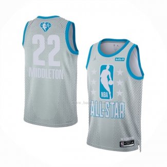 Maillot All Star 2022 Milwaukee Bucks Khris Middleton NO 22 Gris