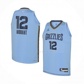 Maillot Enfant Memphis Grizzlies Ja Morant NO 12 Statement 2022-23 Bleu