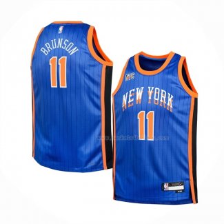 Maillot Enfant New York Knicks Jalen Brunson NO 11 Ville 2023-24 Bleu