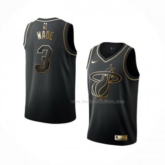 Maillot Golden Edition Miami Heat Dwyane Wade NO 3 Noir