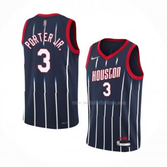 Maillot Houston Rockets Kevin Porter JR. NO 3 Ville 2021-22 Bleu