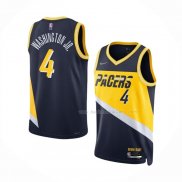 Maillot Indiana Pacers Duane Washington JR. NO 4 Ville 2021-22 Bleu