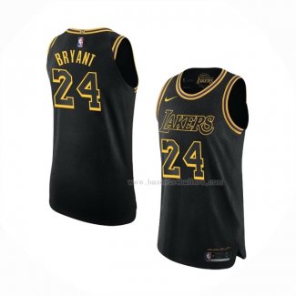 Maillot Los Angeles Lakers Kobe Bryant NO 24 Black Mamba Authentique Noir