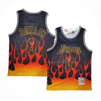 Maillot Los Angeles Lakers Kobe Bryant NO 8 Flames Noir