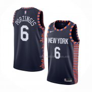 Maillot New York Knicks Kristaps Porzingis NO 6 Ville Edition Bleu