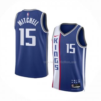 Maillot Sacramento Kings Davion Mitchell NO 15 Ville 2023 24 Bleu